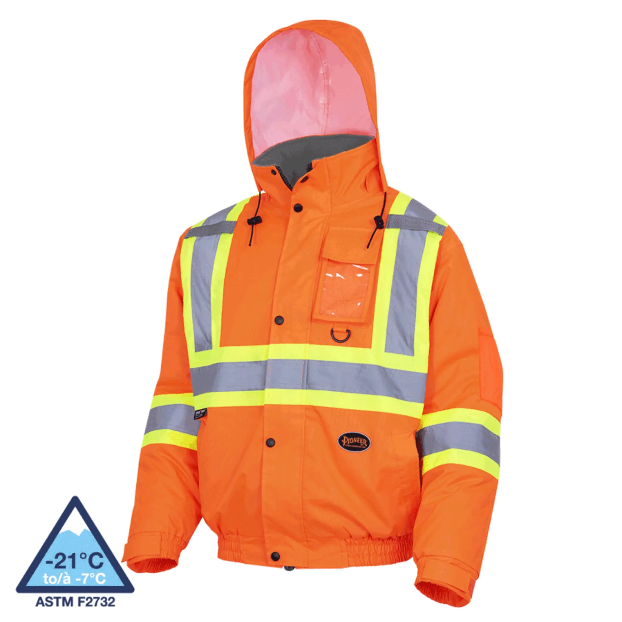 Pioneer Men's Hi-Vis Safety Bomber Jacket | CSA Quilted, Waterproof, Reflective, Durable, Poly Insulated | Windproof Workwear | Sizes S-5XL