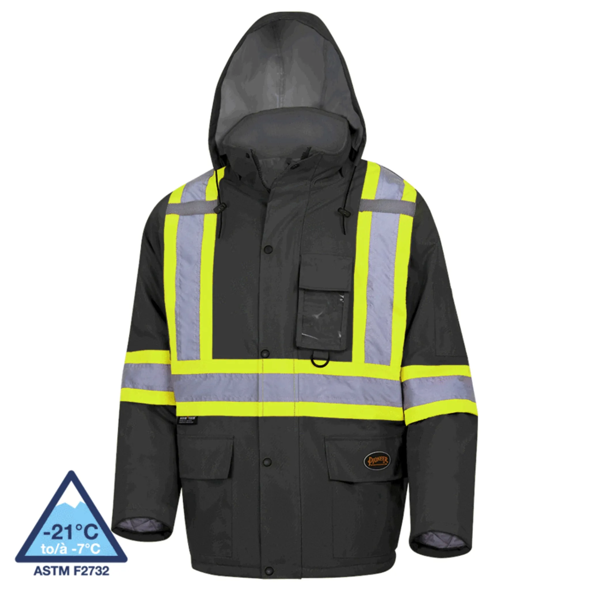 Pioneer Men's Hi Vis Safety Parka, CSA Certified, Quilted, Waterproof, 300D Poly, Reflective Tape, Windproof, Insulated, Durable Workwear | Sizes S-5XL