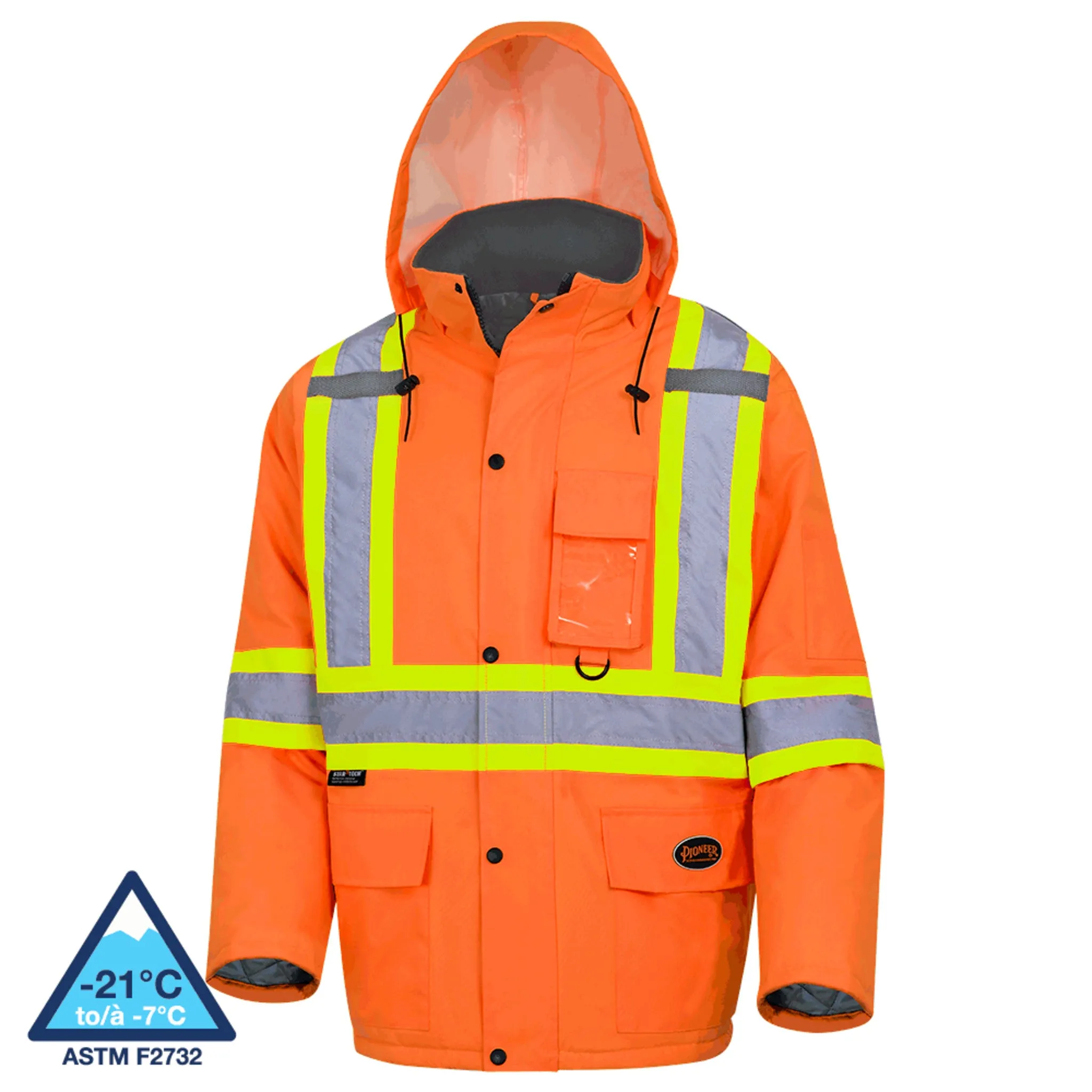 Pioneer Men's Hi Vis Safety Parka, CSA Certified, Quilted, Waterproof, 300D Poly, Reflective Tape, Windproof, Insulated, Durable Workwear | Sizes S-5XL