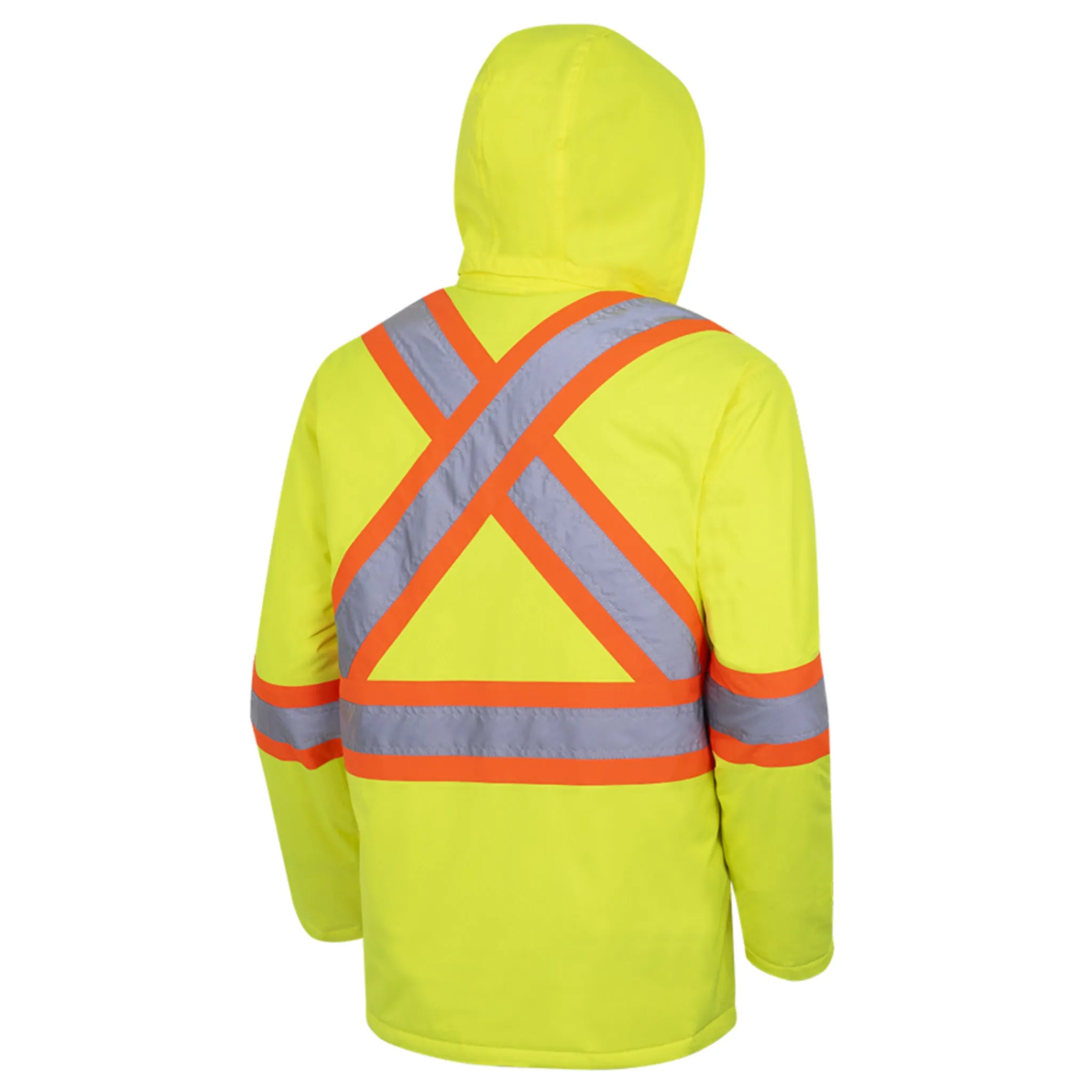 Pioneer Men's Hi Vis Safety Parka, CSA Certified, Quilted, Waterproof, 300D Poly, Reflective Tape, Windproof, Insulated, Durable Workwear | Sizes S-5XL