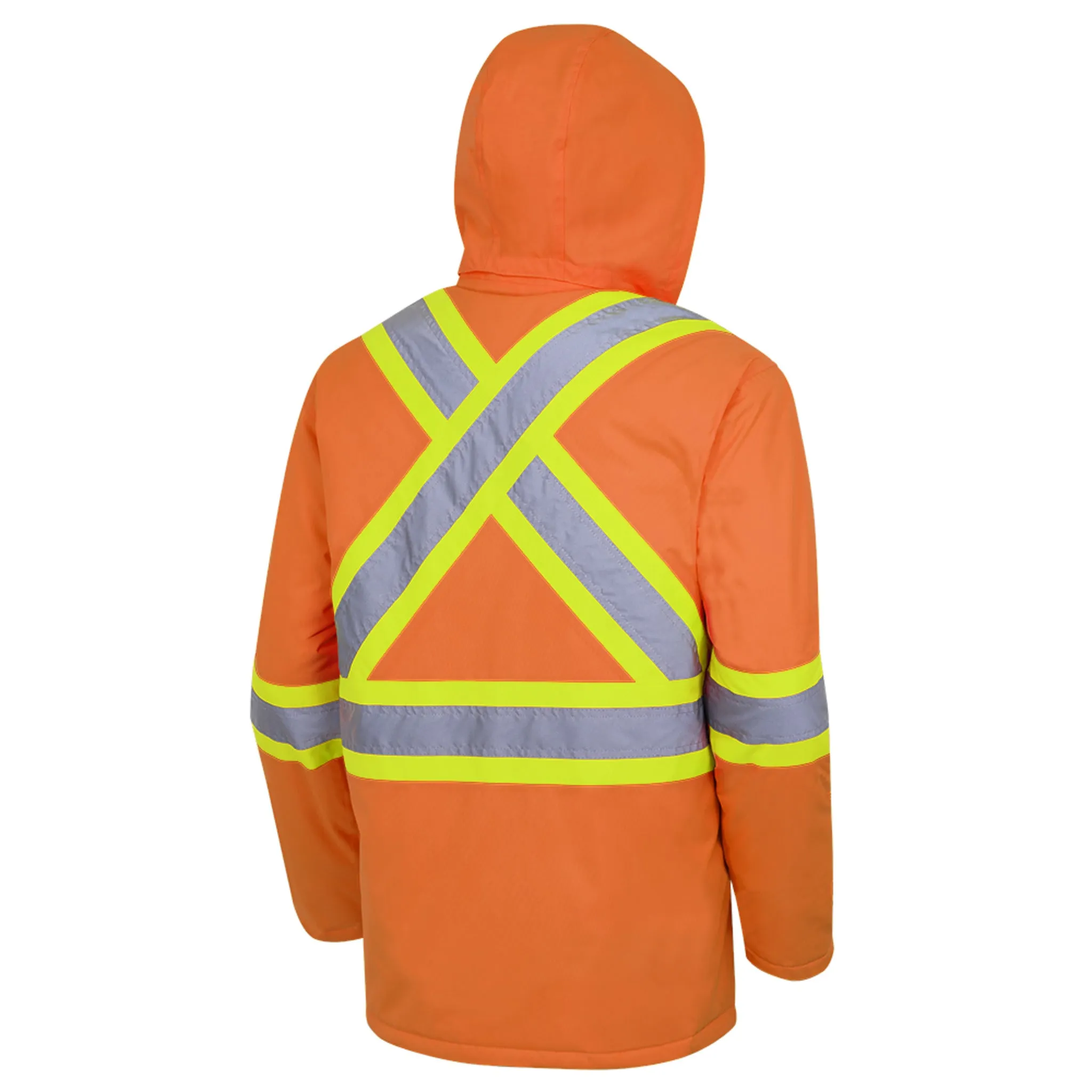 Pioneer Men's Hi Vis Safety Parka, CSA Certified, Quilted, Waterproof, 300D Poly, Reflective Tape, Windproof, Insulated, Durable Workwear | Sizes S-5XL