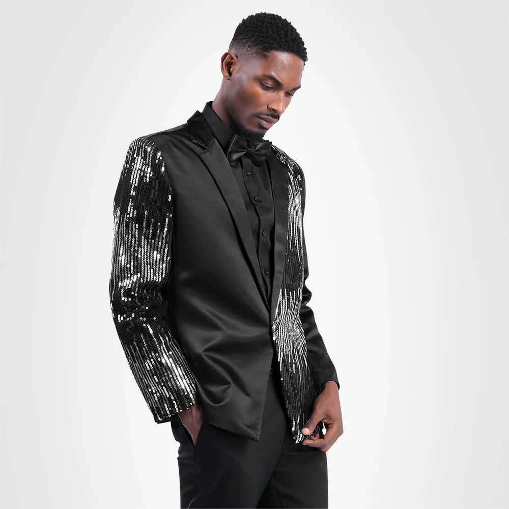 Prom Stylish Sequin Suit 2-Piece Black Suit