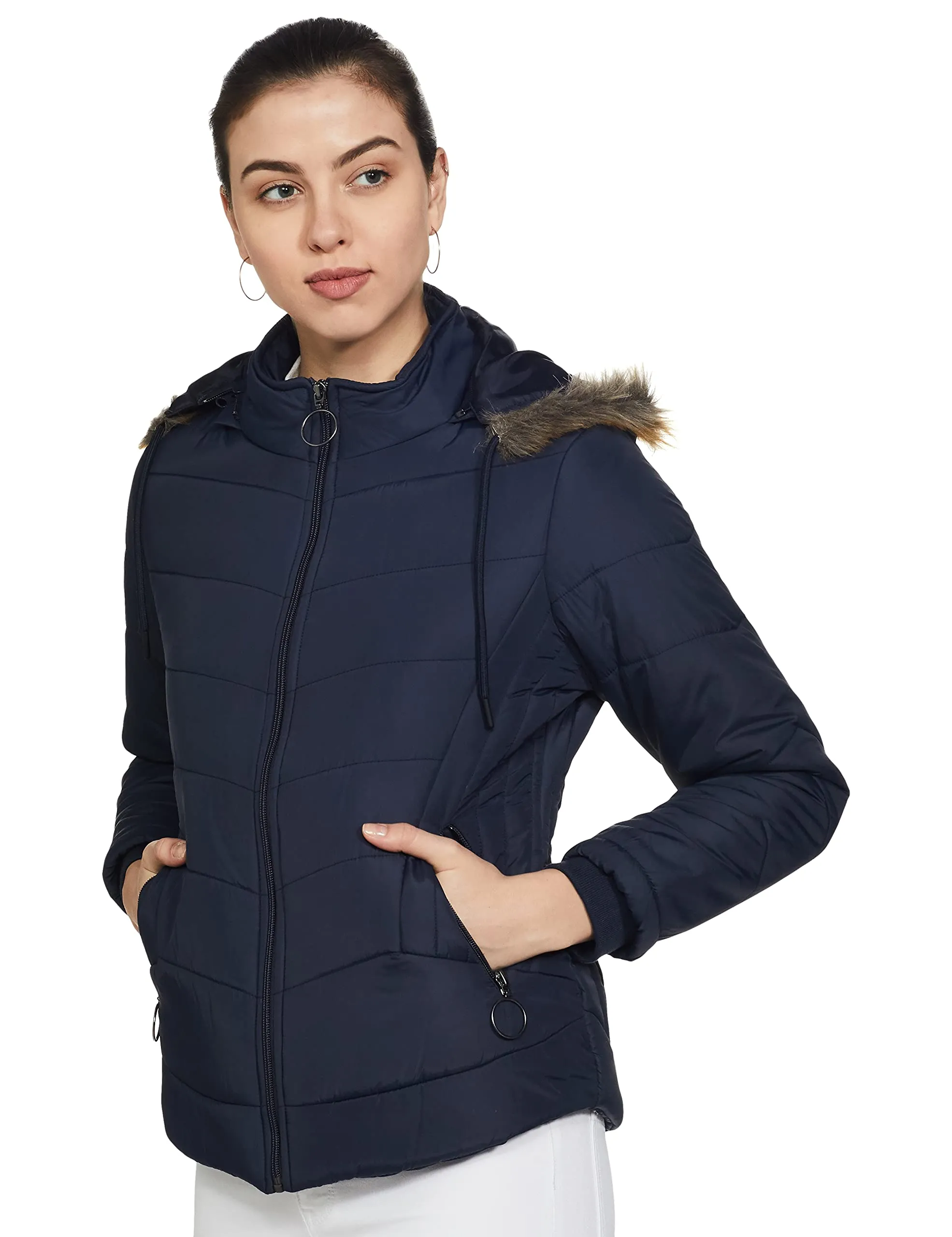 Qube By Fort Collins Women's Parka Coat (39277AZ_Navy_L)