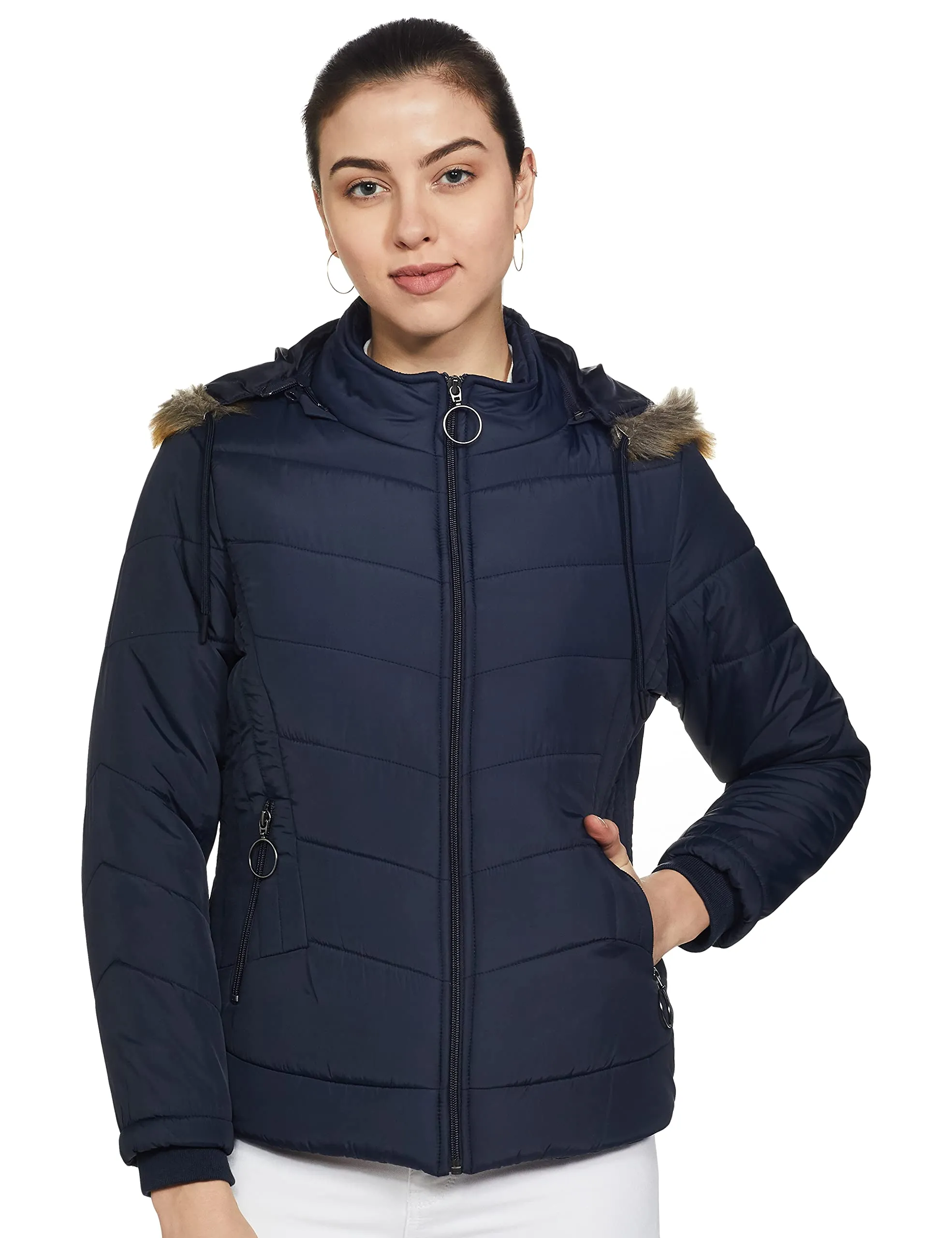 Qube By Fort Collins Women's Parka Coat (39277AZ_Navy_L)