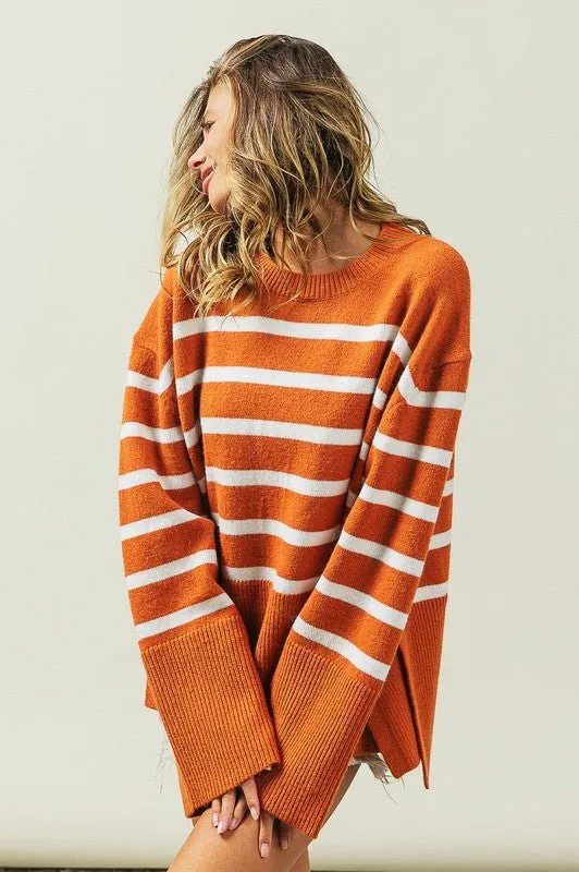 Ribbed Hem Striped Sweater