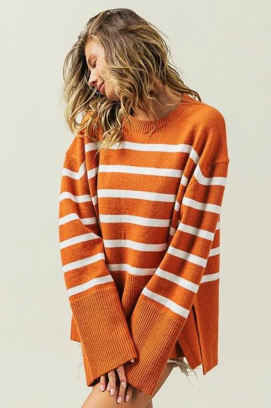 Ribbed Hem Striped Sweater