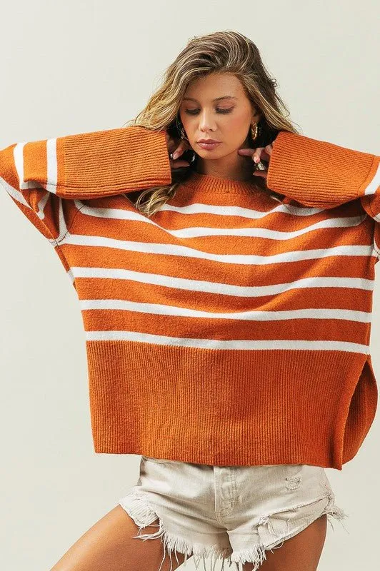 Ribbed Hem Striped Sweater