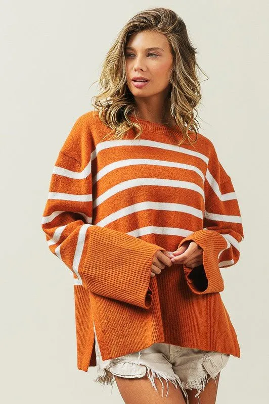 Ribbed Hem Striped Sweater