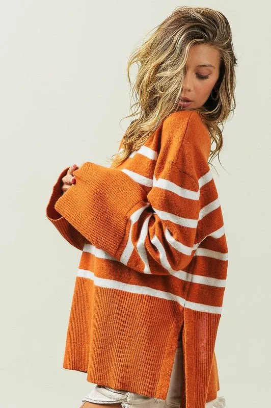 Ribbed Hem Striped Sweater