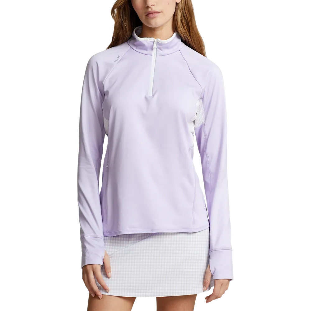 RLX Ralph Lauren Women's Jersey Quarter Zip Golf Pullover -  Flower Purple/White