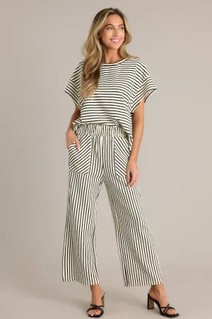 Something More Black Stripe Wide Leg Pants