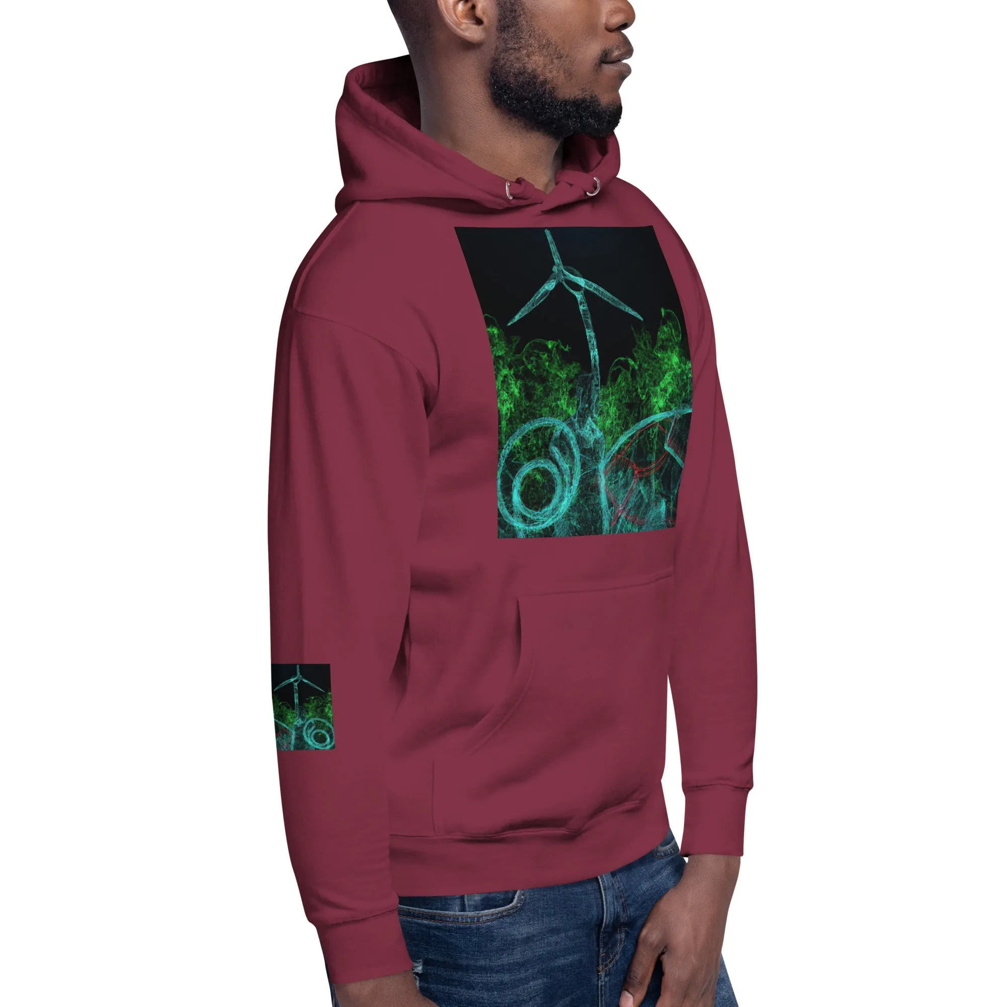 Stay Warm and Stylish with Our Abstract Green Unisex Hoodie - Shop Now!