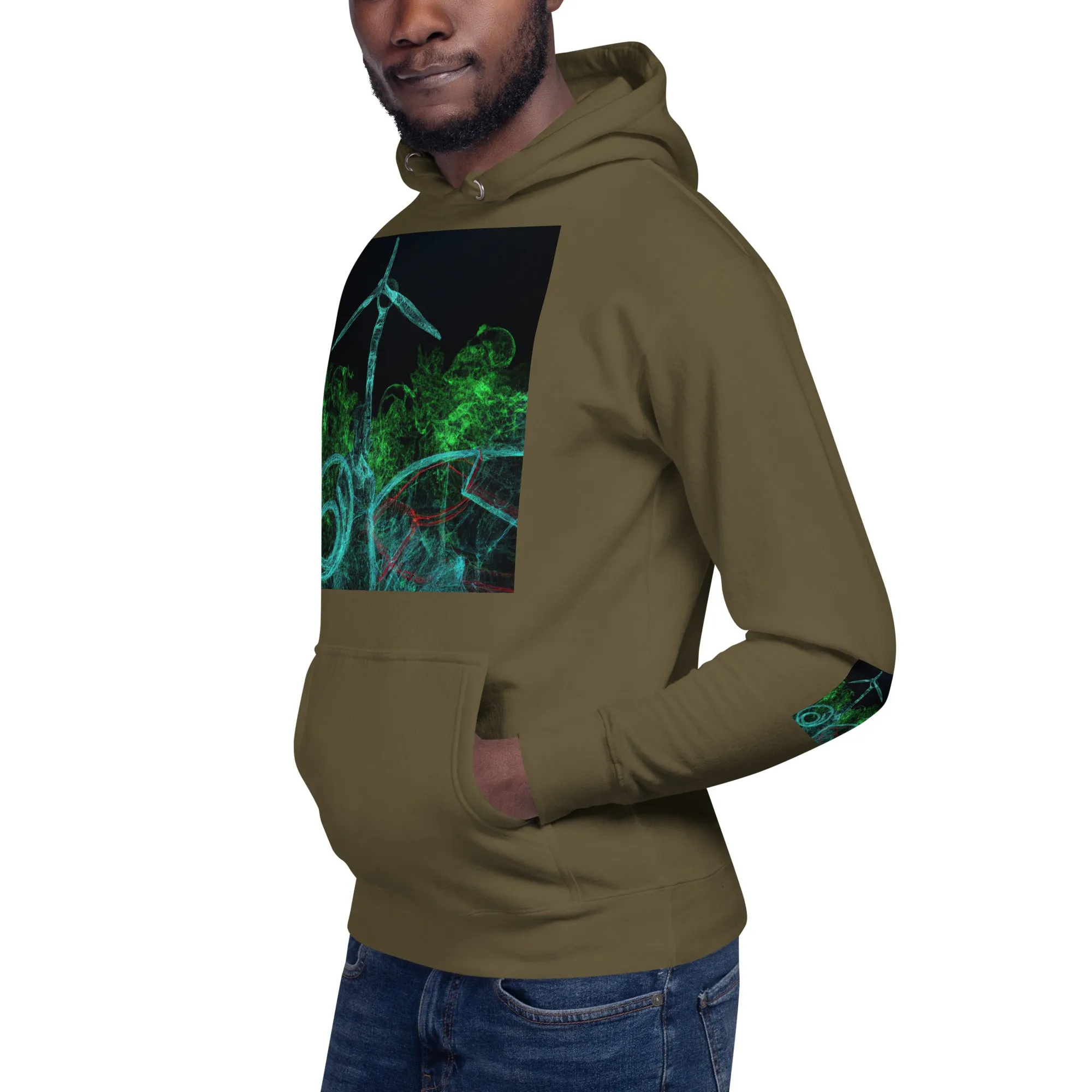 Stay Warm and Stylish with Our Abstract Green Unisex Hoodie - Shop Now!