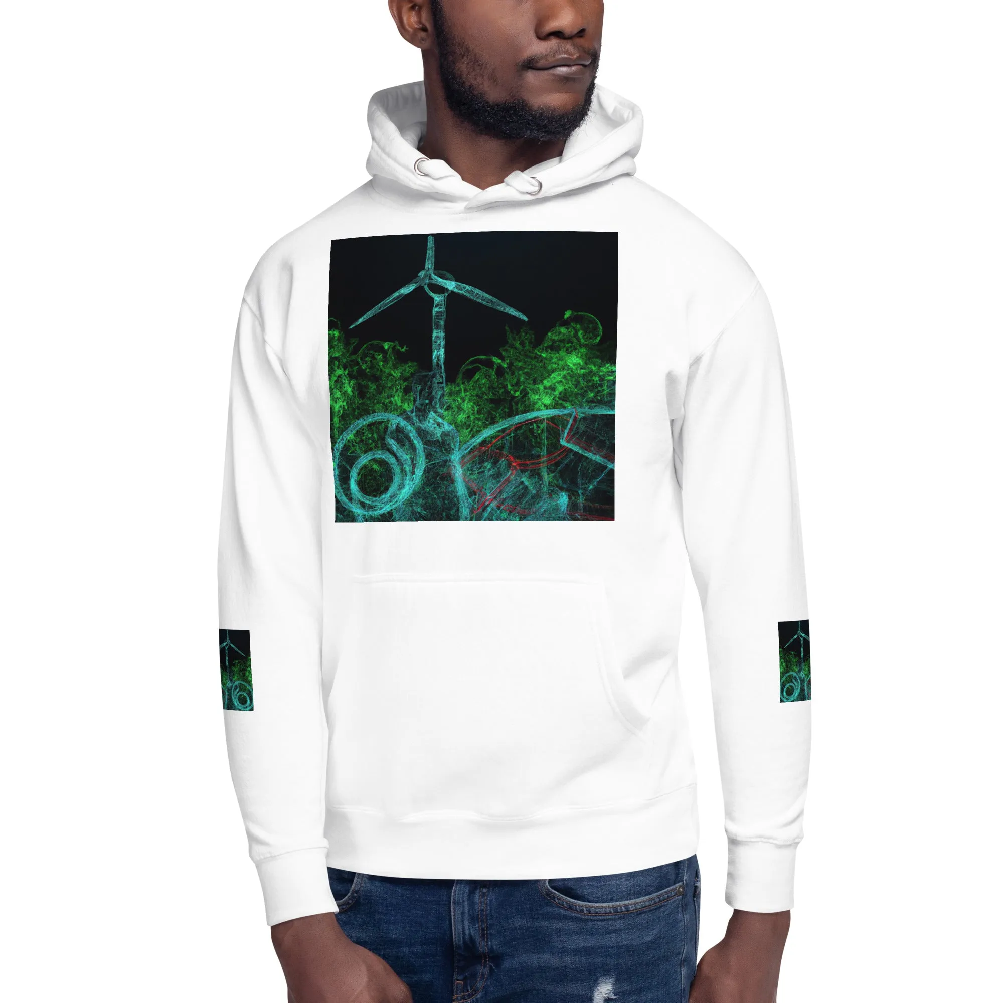 Stay Warm and Stylish with Our Abstract Green Unisex Hoodie - Shop Now!