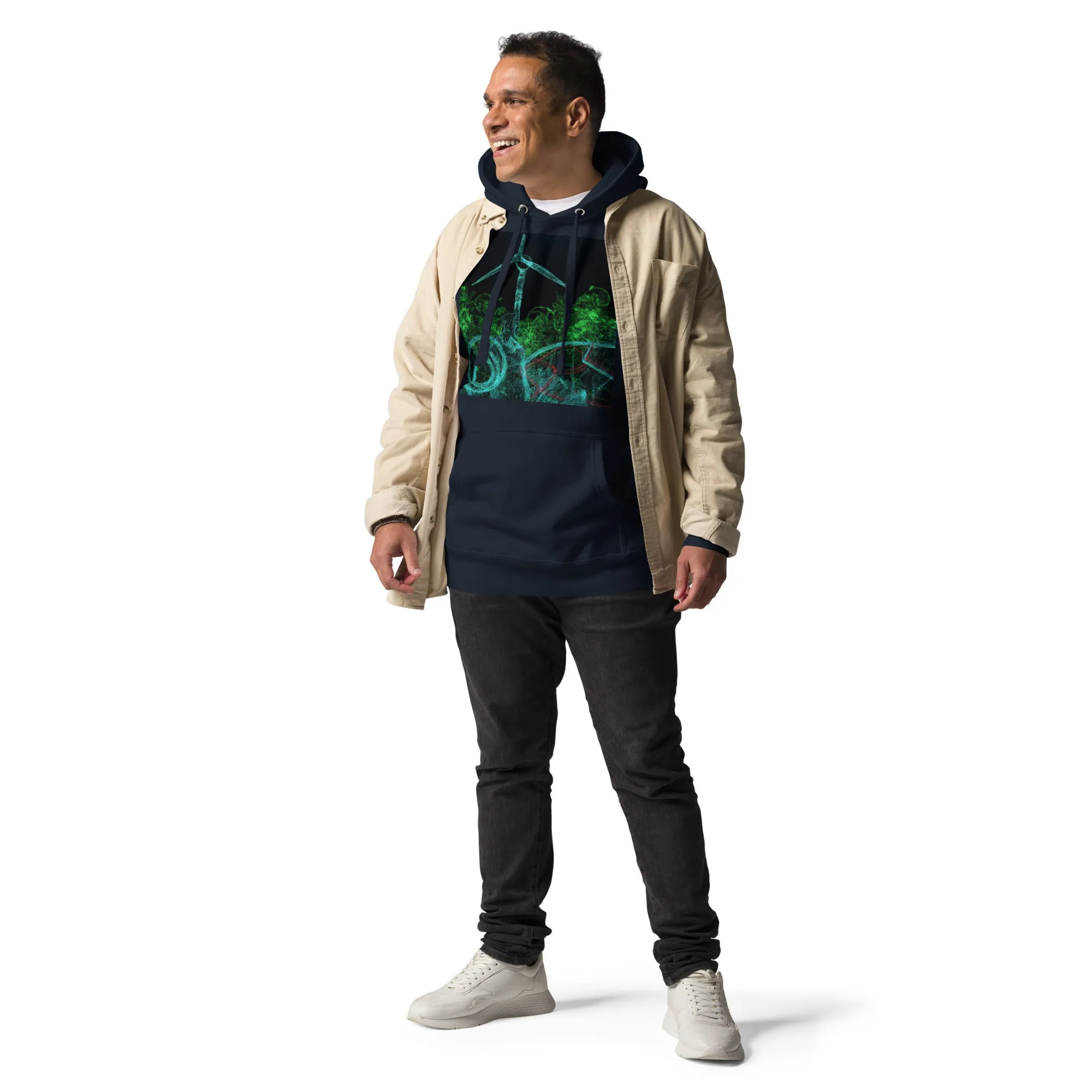 Stay Warm and Stylish with Our Abstract Green Unisex Hoodie - Shop Now!