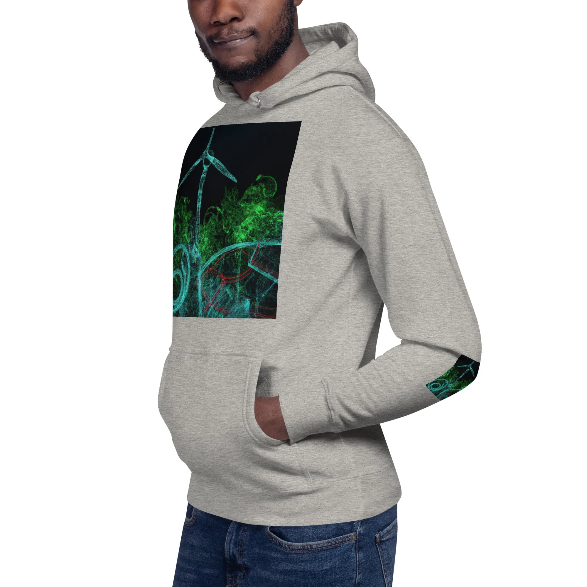 Stay Warm and Stylish with Our Abstract Green Unisex Hoodie - Shop Now!