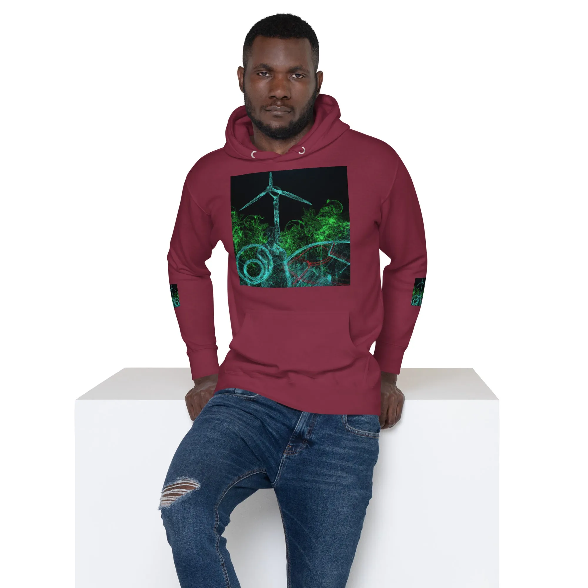 Stay Warm and Stylish with Our Abstract Green Unisex Hoodie - Shop Now!