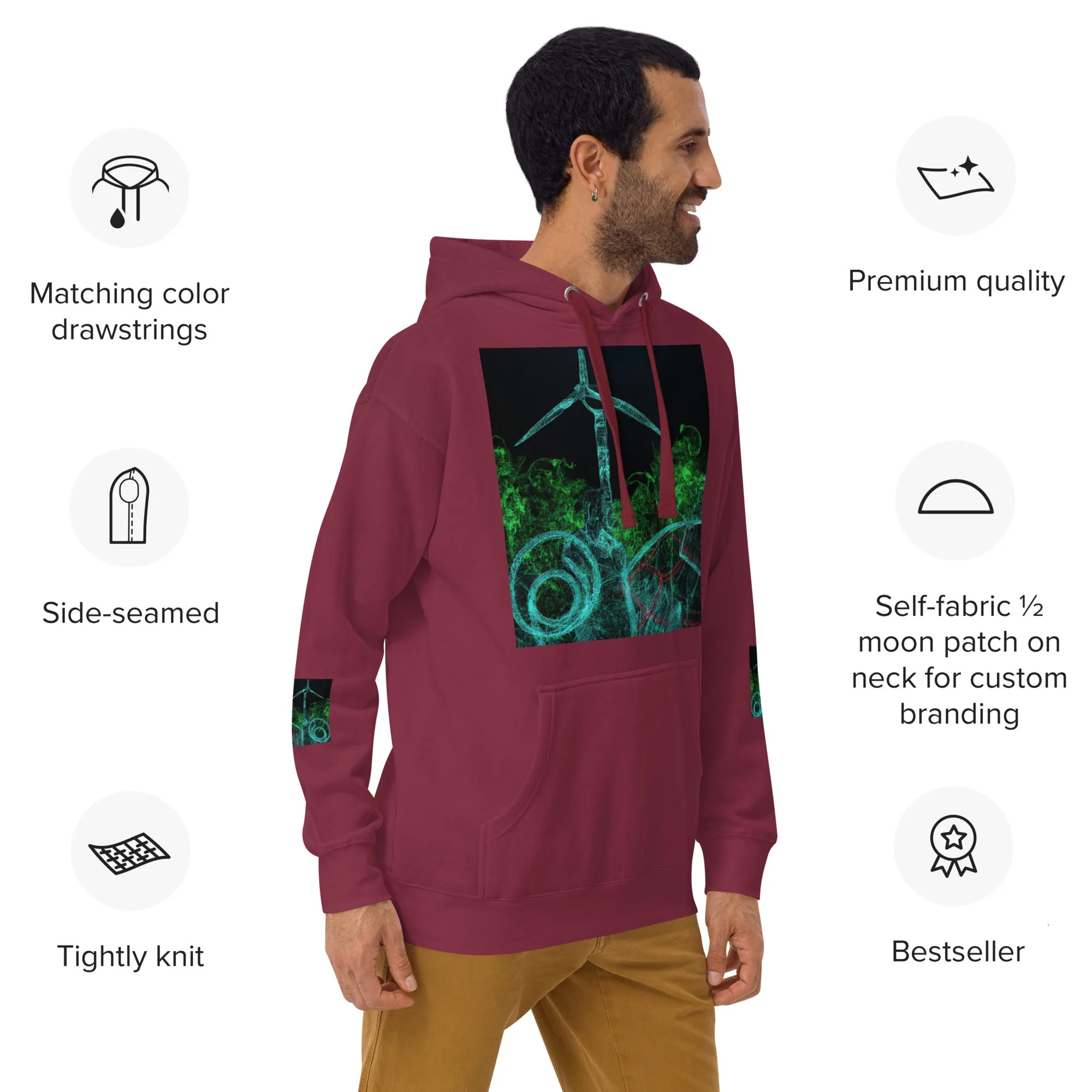 Stay Warm and Stylish with Our Abstract Green Unisex Hoodie - Shop Now!