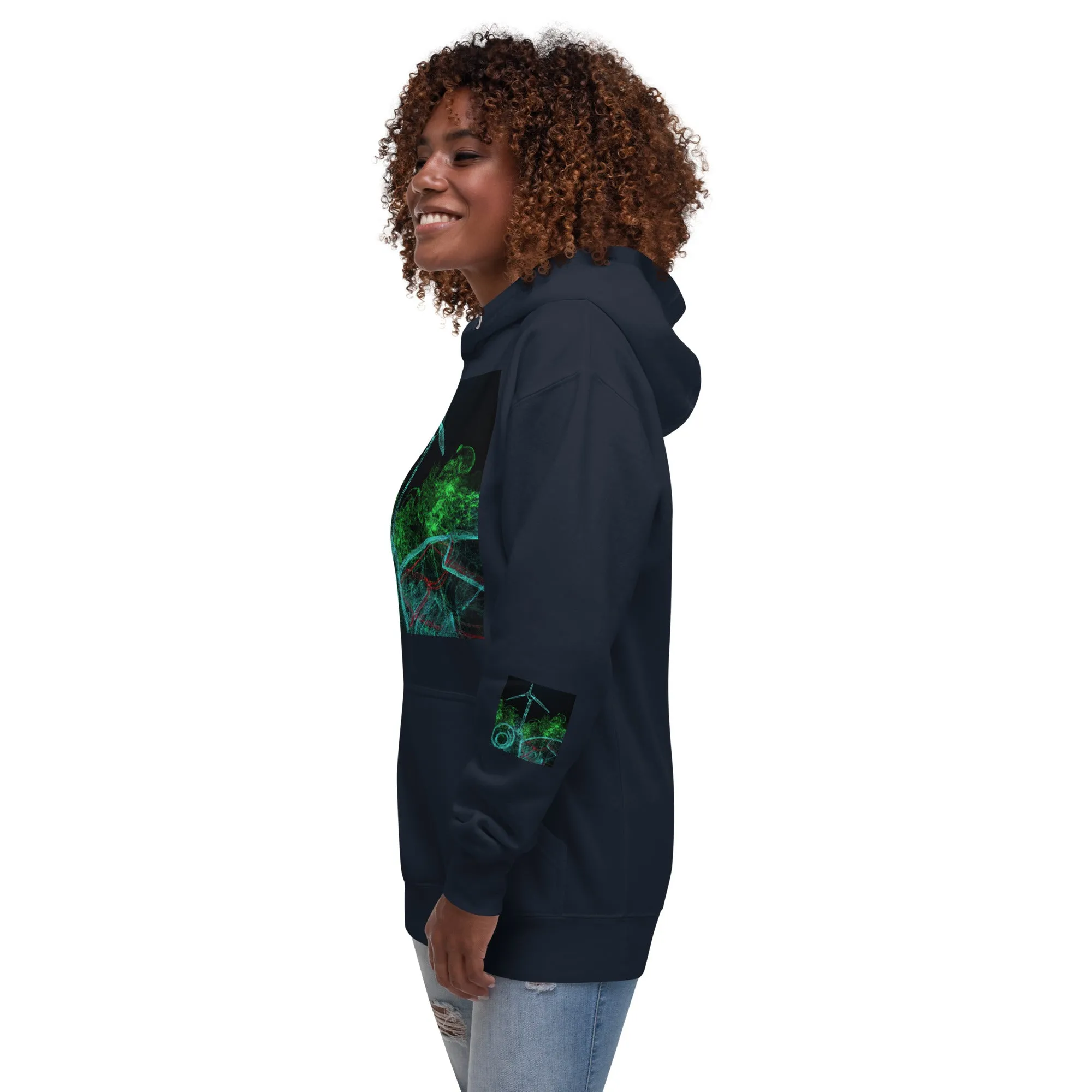 Stay Warm and Stylish with Our Abstract Green Unisex Hoodie - Shop Now!