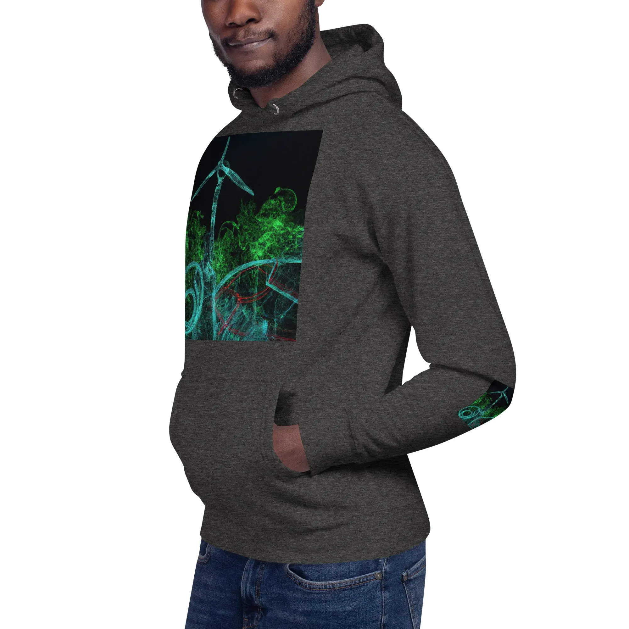 Stay Warm and Stylish with Our Abstract Green Unisex Hoodie - Shop Now!