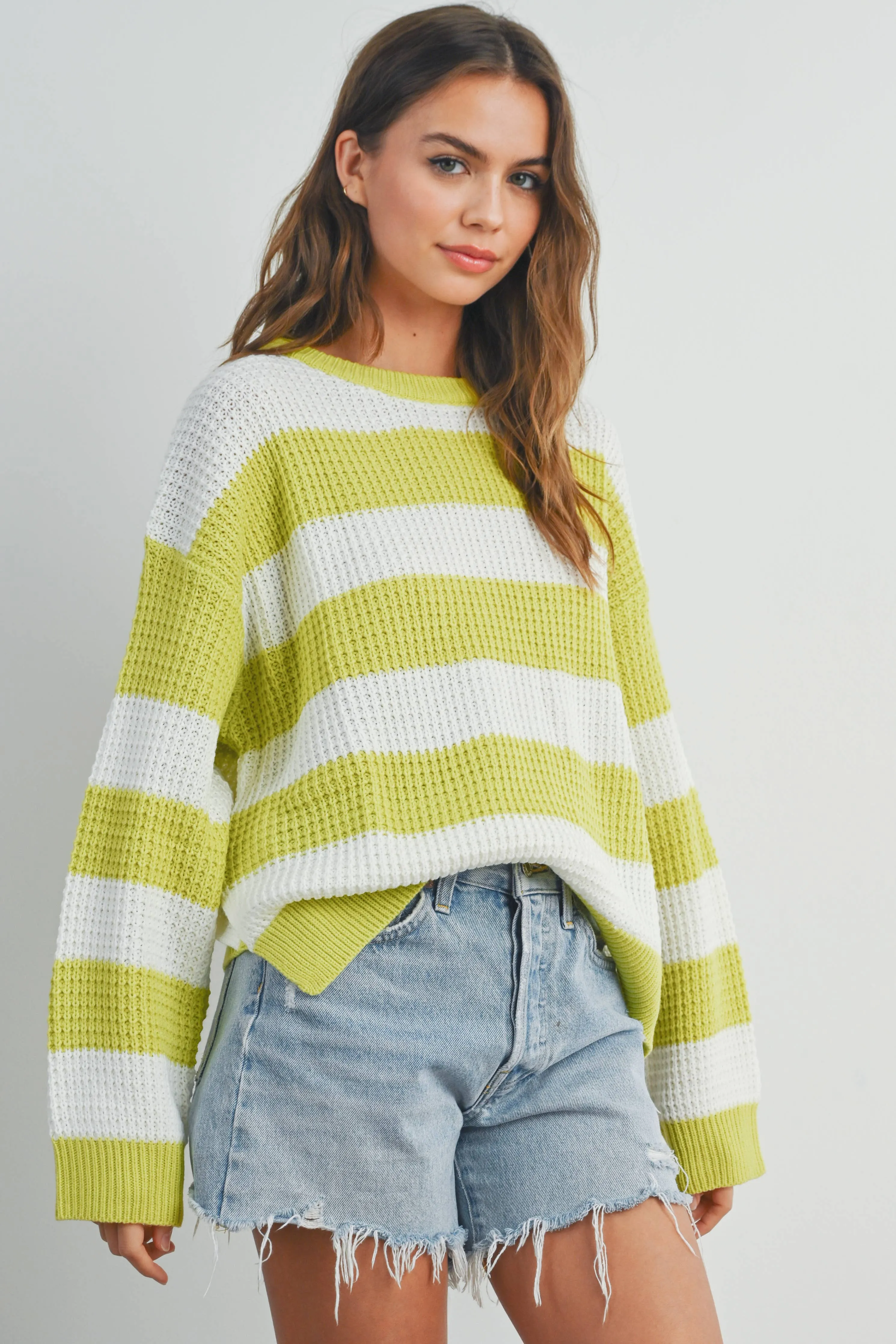 Striped Round Neck Long Sleave Sweater