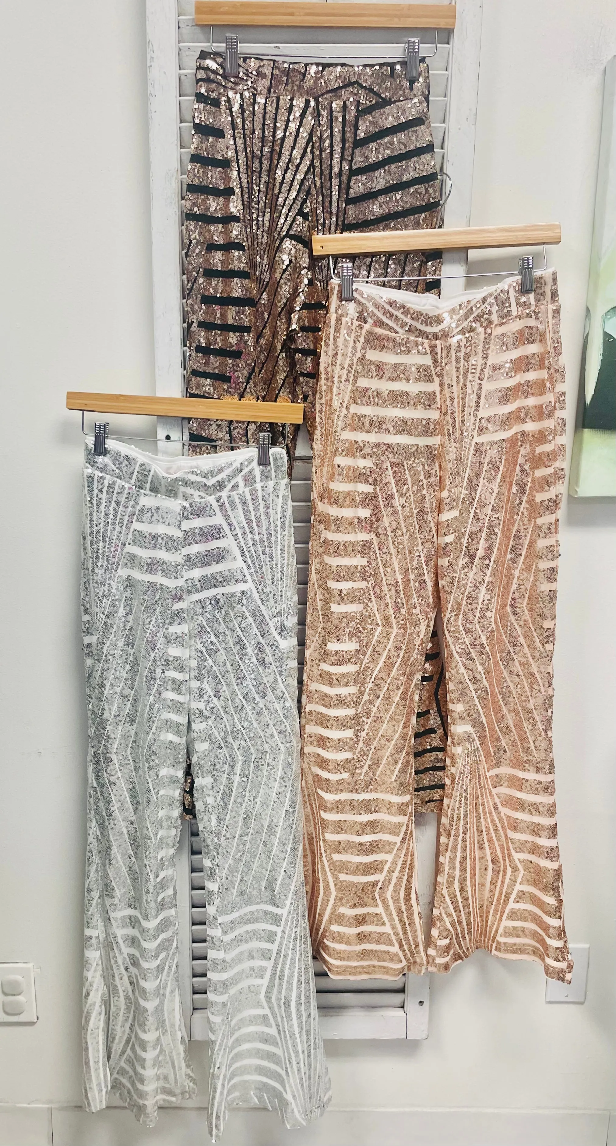 Stylish Sequin High Rise Flare Pants