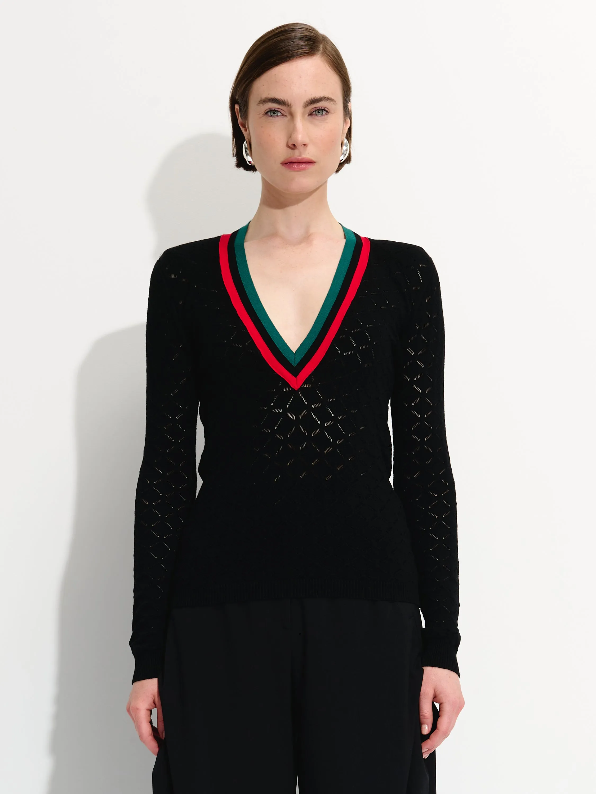 V-Neckline Knit Sweater