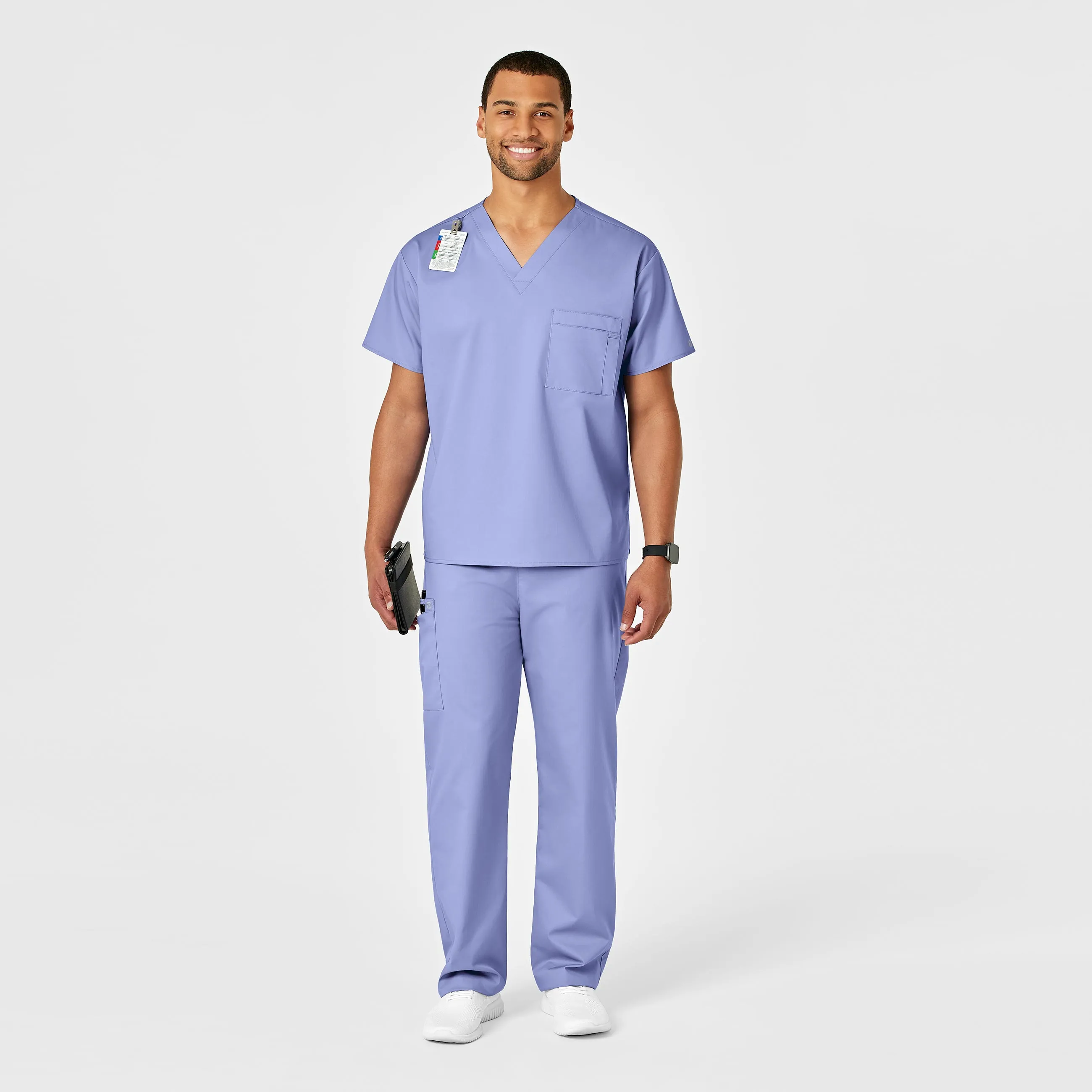 WonderWORK Unisex Drawstring Cargo Scrub Pant - Ceil Blue