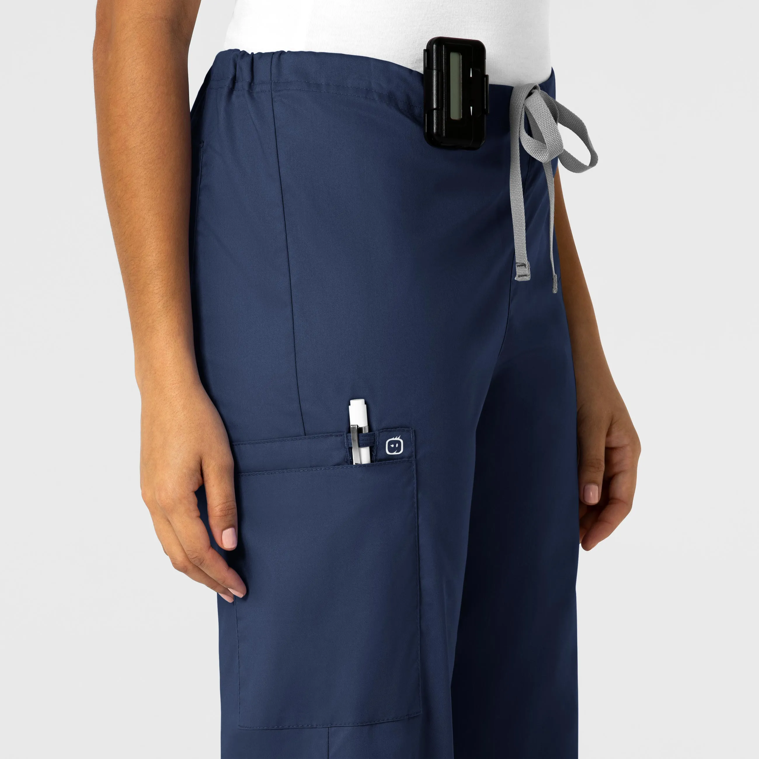 WonderWORK Unisex Drawstring Cargo Scrub Pant - Navy